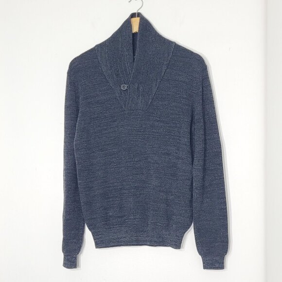 Anthony Charcoal Men's Cotton Blend Shawl Collar Pullover Sweater Knitted Small - Picture 1 of 11